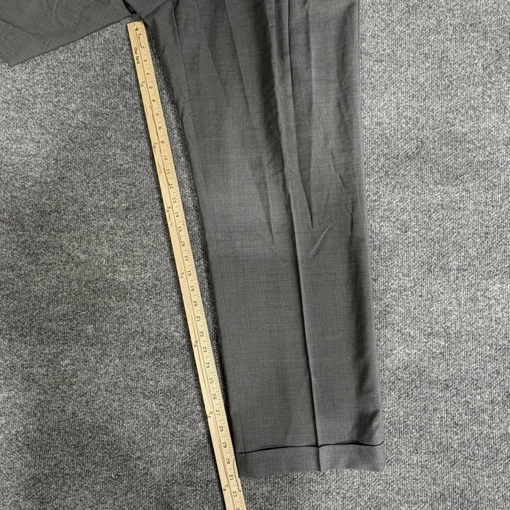 Jos A Bank Pants Mens 41 Long Gray 100% Wool Dress Pleated Front Slacks